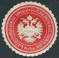 Austria-Hungary Österreich-Ungarn NEW YORK USA GENERAL KONSULAT Consular Letter Seal Siegelmarke Vignette - Other