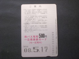 日本 Japan Japon Япония Nppon  TIcket BIGLIETTO BUS KJOTO (GIAPPONE) - Mundo