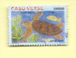 TIMBRES - STAMPS - CAPE VERDE / CAP VERT - 2002 - MARINE FAUNE - TURTLE - TIMBRE OBLITÉRÉ CLÔTURE DE SERIE - Cap Vert