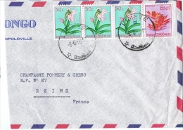 AF-L5 - CONGO BELGE N° 307-317 Sur Partie De Lettre Par Avion De Limete Pour Reims Thème Fleurs - Storia Postale