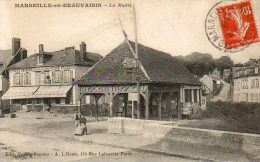 CPA - MARSEILLE-en-BEAUVAISIS (60) - Aspect De La Place De La Mairie Et Du Café-Restaurant Français En 1916 - Marseille-en-Beauvaisis