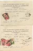 Reçu. Société Métallurgique De Gorcy. Charbonnage Du Fief De Lamberchies. Timbre Taxe. 1931. Lot De 2. - 1900 – 1949