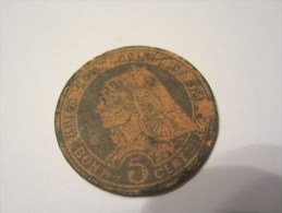 MONNAIE DE NECESSITE 5 CENTIMES 1917 UNION COMMERCIALE DE BRIVE - Monedas / De Necesidad