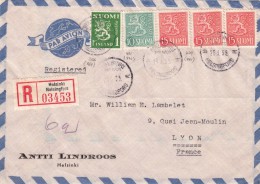 1955 LETTRE. FINLANDE. PAR AVION.  HELSINKI.  LYON  / 7376 - Briefe U. Dokumente