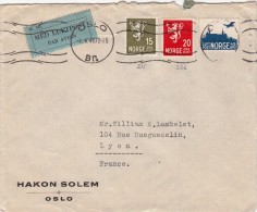 1946 LETTRE. NORVEGE. NORWAY COVER. . OSLO-LYON.   / 728 - Brieven En Documenten