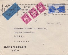 1940 LETTRE. NORVEGE. NORWAY COVER. . OSLO-LYON. BRUK DRONNING MAUD MERKER  / 1240 - Lettres & Documents