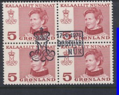 GROENLAND  1978 REINE BLOC DE 4  YVERT N°94  OBLITERES - Used Stamps