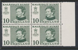 GROENLAND  1973 REINE BLOC DE 4   YVERT N°72 NEUF MNH** - Unused Stamps