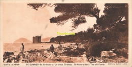 GRAND CARTE CHROMOLITHO 27 Cm X 14 Cm COTE D'AZUR ROSTAN ET MUNIER NICE CANNES ILE ST HONORAT LE VIEUX CHATEAU - Cannes