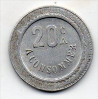 Jeton 20 Centimes à Consommer Guillaume Tell (France ? Suisse ?) - Noodgeld