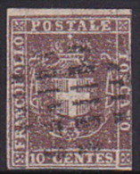 Italian States Tuscany 1860 10 Centes Brown Used - Toskana