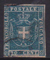 Italian States Tuscany 1860 20 Centes Azur Brown Used - Toscane