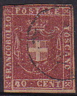 Italian States Tuscany 1860 40 Centes Red Used - Toscane