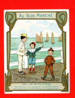 Au Bon Marché, Chromo Grand Format Lith. Goossens SIT-14, Chansons Françaises, Papa Les Petits Bateaux - Au Bon Marché