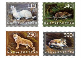 HUNGARY 2013 FAUNA Animals WEASEL LYNX BAT MOUSE - Fine Set MNH - Unused Stamps