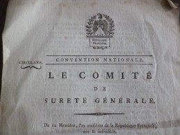 Révolution Convention Nationale 12 Mess An III Comité Sûreté Générale.Tarn Émigrés .Jalbert.Loi Du 22 Nivose - Decreti & Leggi