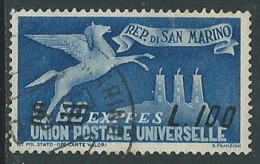 1957 SAN MARINO USATO ESPRESSO SOPRASTAMPATO 100 SU 80 LIRE - M14-8 - Francobolli Per Espresso