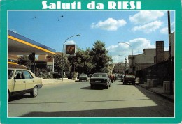 03825 "(CL) SALUTI DA RIESI - VIALE DON BOSCO" ANIMATA, AUTO ´80, DISTRIBUTORE IP.  CART. SPED. 1993 - Caltanissetta