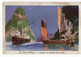 HAFFNER "En Baie D'Along. Jonque Et Bateau De Rivière " - Haffner