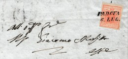 LV230 - LOMBARDO VENETO - Lettera Del 6 Luglio 1852-  Da Padova Ad Este Con 15 Cent. Rosso  2° Tipo - - Lombardo-Venetien