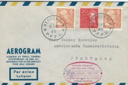 Sweden - Aerogram - First Day-  Swedish Aerogram By Airmail Without Surcharge     H-721 - Cartas & Documentos