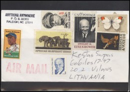 USA 194 Cover Brief Air Mail Postal History Personalities Fauna Elephants Butterfly - Poststempel