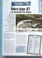 Fiche Tatra Type 87 (1936) - Un Siècle D'Automobiles (Edit. Hachette) - Autos