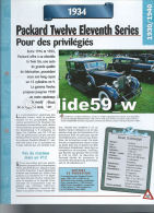 Fiche Packard Twelve Eleventh Series (1934) - Un Siècle D'Automobiles (Edit. Hachette) - Autos