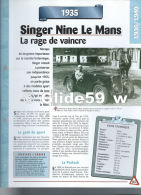 Fiche Singer Nine Le Mans (1935) - Un Siècle D'Automobiles (Edit. Hachette) - Cars