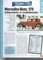 Fiche Mercédès-Benz 170 (1931) - Un Siècle D'Automobiles (Edit. Hachette) - Automobili