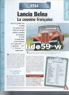 Fiche Lancia Belna (1934) - Un Siècle D'Automobiles (Edit. Hachette) - Autos