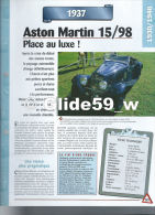 Fiche Aston Martin 15/98 (1937) - Un Siècle D'Automobiles (Edit. Hachette) - Automobili