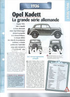Fiche Opel Kadett (1936) - Un Siècle D'Automobiles (Edit. Hachette) - Autos
