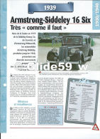 Fiche Armstrong-Siddeley 16 Six (1939) - Un Siècle D'Automobiles (Edit. Hachette) - Autos