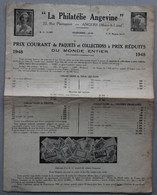 Catalogue Timbres  LA PHILATELIE ANGEVINE à Angers (Maine-et-Loire) 1948 - Catalogues De Maisons De Vente