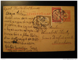 BUDAPEST 1922 To Munchen Germany 2 Stamp On Postal Stationery Card HUNGARY - Storia Postale