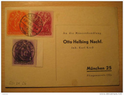 Kaposvar 1938 To Munchen Germany 3 Stamp On Card HUNGARY - Covers & Documents