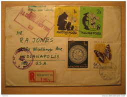 Budapest 1960 To Indianapolis USA 4 Stamp On Censor Censored Registered Cover HUNGARY - Briefe U. Dokumente