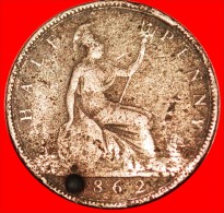 ★MISTRESS OF SEAS: UNITED KINGDOM ★ HALF PENNY 1862! SHIP! LOW START★ NO RESERVE! - C. 1/2 Penny