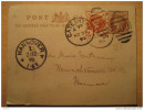 UK GB 1895 Cateshead To Hannover Half P + Stamp Tarjeta Entero Postal Stationery Post Card - Covers & Documents