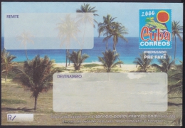 2000-EP-128 CUBA 2000. Ed.9. SOBRE CARTA. POSTAL STATIONERY. VARADERO BEACH. LONG SIZE. UNUSED. - Lettres & Documents