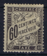 France:  Taxe Yv Nr  21 MH/* Falz/ Charniere Right Bottom Short Perfo - 1859-1959 Nuovi