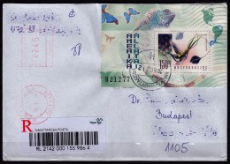 Hummingbird BIRD BIRDS Chameleon Butterfly / 2016 1998  Hungary - REGISTERED + FRANCOTYP Cover Letter / Nagytarcsa - Hummingbirds