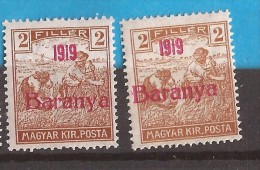 1919  12-14   BARANYA  UNGARN SERBIA JUGOSLAVIJA  STAMPS TWO  COLLOR  OVERPRINT  INTERESSANT  - TYP II NEVER HINGED - Baranya