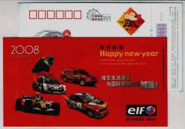 Motorcycle Racing,car Rally,Formula One,F1 Racing Automobile,China 2008 ELF Oil Lubrication Advert Pre-stamped Card - Motos