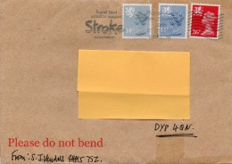 Great Britain 2015, Wales (?), 3x Welsh Machin Issues On Small Card Cover" With "Stroke" Machine Slogan - Covers & Documents