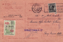 1935 - Carte Récépissé - LIEGE Vers BIESMES / METTET - 1900 – 1949