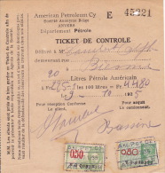 1935 - Ticket De Contrôle - ANVERS - Pétrole - 1900 – 1949