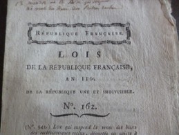 Loi Révolution An III. Déportés, émigré, Délégations, Voitures De Marchandises,... - Décrets & Lois