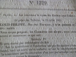 Bulletin Des Lois N°1229. 18/07/1845. Loi Concernant Le Régime Des Esclaves Aux Colonies. Nouveaux Droits!!! - Wetten & Decreten